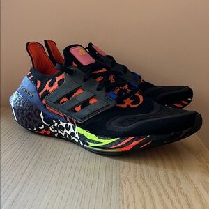 adidas Women's Black Orange Pink Multi-Color Pattern Sneakers